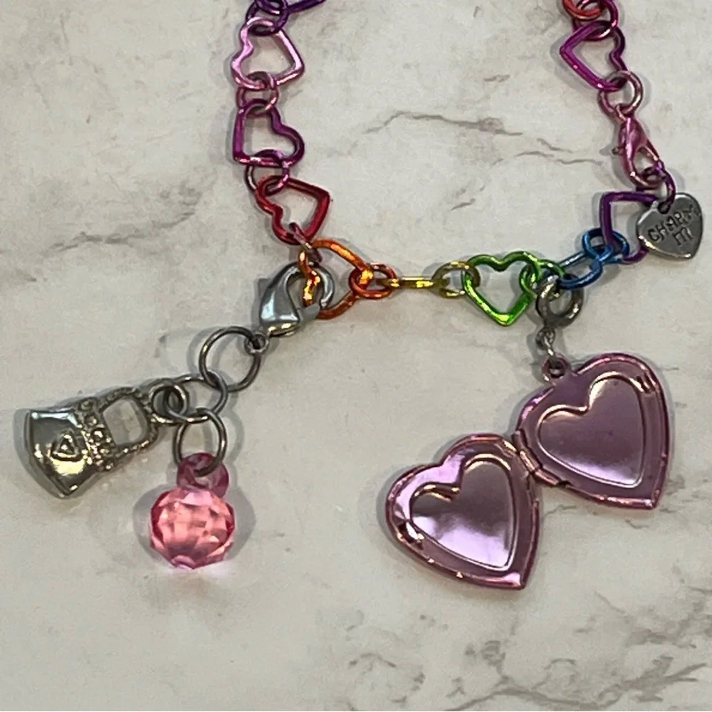 Charm It! Rainbow Heart Chain Link Bracelet + Disney Frozen Locket & Bag  Charms
